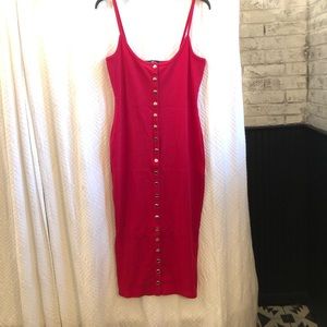 MISSGUIDED Ribbed Red Strappy Dress